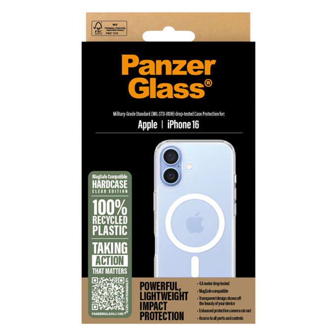 PanzerGlass - Ovitek HardCase z MagSafe za iPhone 16, transparent