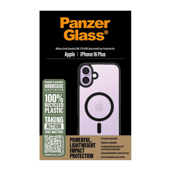 Ovitek HardCase z MagSafe za iPhone 16 Plus, črna, PanzerGlass