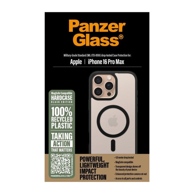 Ovitek HardCase z MagSafe za iPhone 16 Pro Max, črna, PanzerGlass