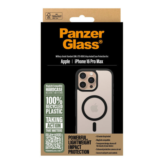 Ovitek HardCase z MagSafe za iPhone 16 Pro Max, črna, PanzerGlass