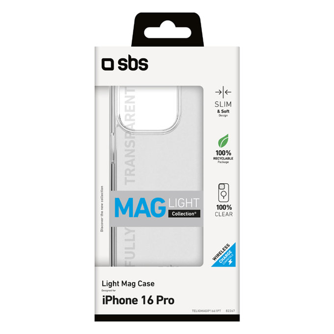 SBS - Ovitek Light Mag z MagSafe za iPhone 16 Pro, transparent