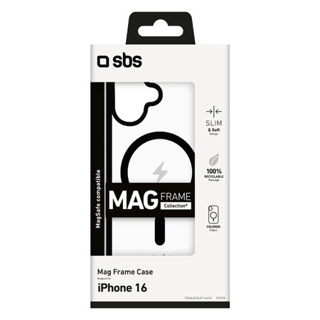 SBS - Ovitek Mag Frame z MagSafe za iPhone 16, črn