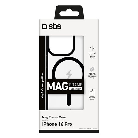 SBS - Ovitek Mag Frame z MagSafe za iPhone 16 Pro, črn