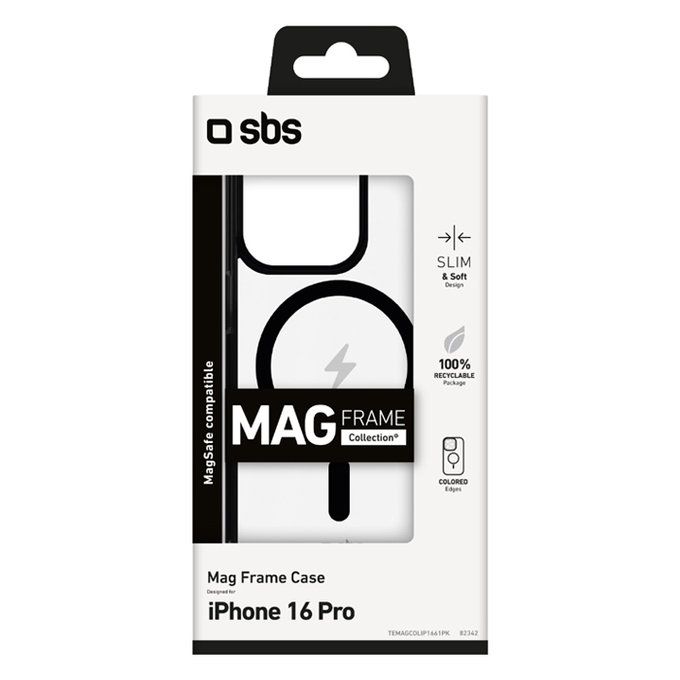SBS - Ovitek Mag Frame z MagSafe za iPhone 16 Pro, črn