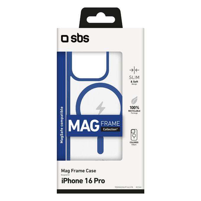 SBS - Ovitek Mag Frame z MagSafe za iPhone 16 Pro, modra
