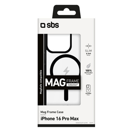 SBS - Ovitek Mag Frame z MagSafe za iPhone 16 Pro Max, črn