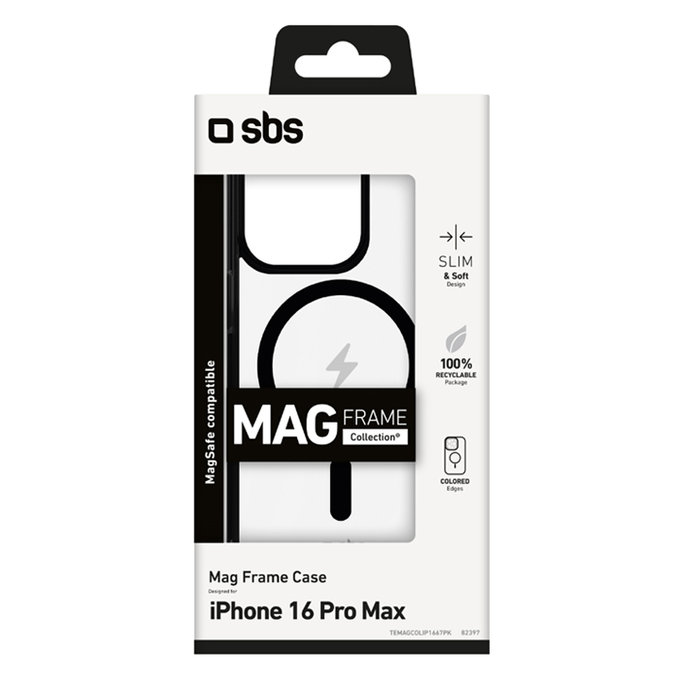 SBS - Ovitek Mag Frame z MagSafe za iPhone 16 Pro Max, črn
