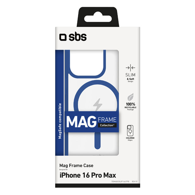 SBS - Ovitek Mag Frame z MagSafe za iPhone 16 Pro Max, modra
