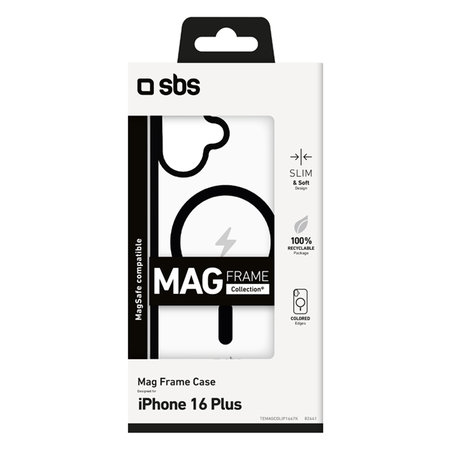 SBS - Ovitek Mag Frame z MagSafe za iPhone 16 Plus, črn