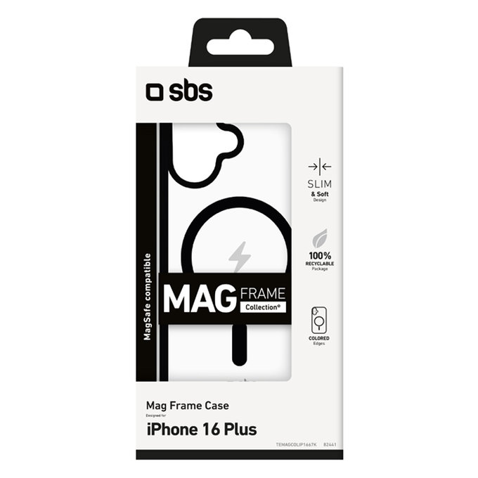 SBS - Ovitek Mag Frame z MagSafe za iPhone 16 Plus, črn