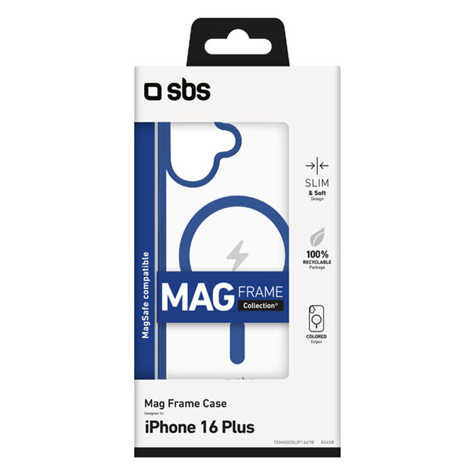SBS - Ovitek Mag Frame z MagSafe za iPhone 16 Plus, modra