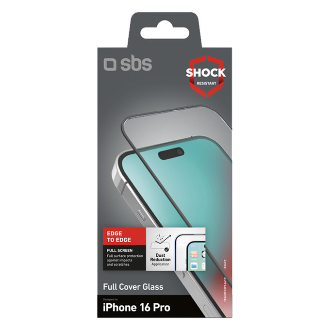 SBS - Kaljeno Steklo Full Cover za iPhone 16 Pro, črn