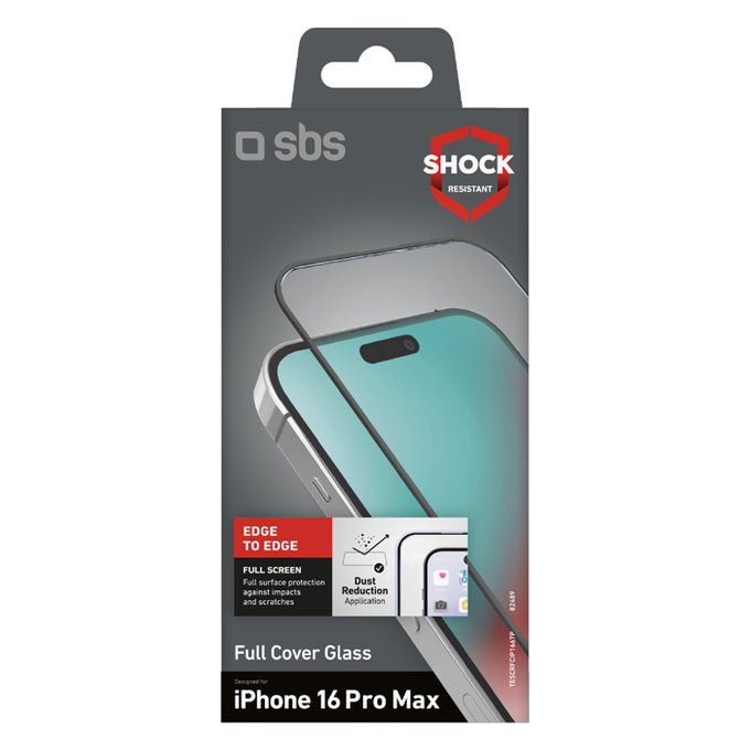 SBS - Kaljeno Steklo Full Cover za iPhone 16 Pro Max, črn