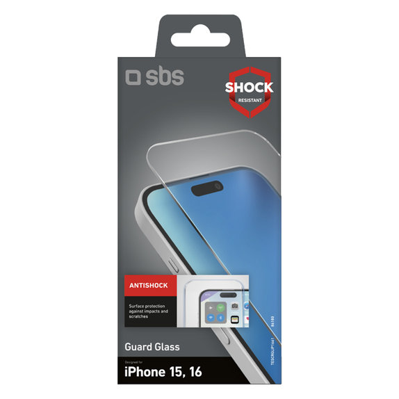 SBS - Kaljeno Steklo Guard Glass za iPhone 16, transparent
