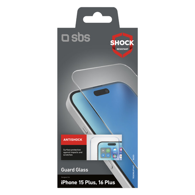 SBS - Kaljeno Steklo Guard Glass za iPhone 16 Plus, transparent