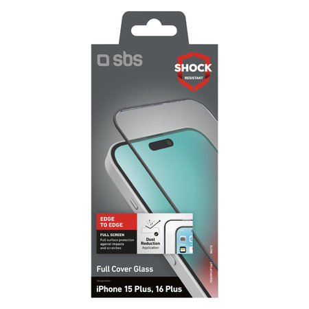 SBS - Kaljeno Steklo Full Cover za iPhone 16 Plus, črn