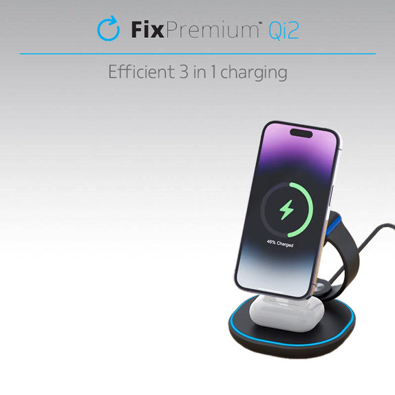 FixPremium - MagSafe Stojalo za polnjenje z Qi2, črna