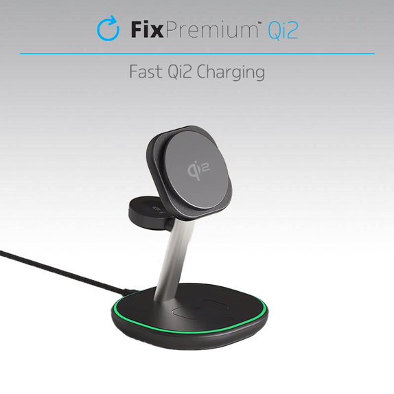 FixPremium - MagSafe Stojalo za polnjenje z Qi2, črna