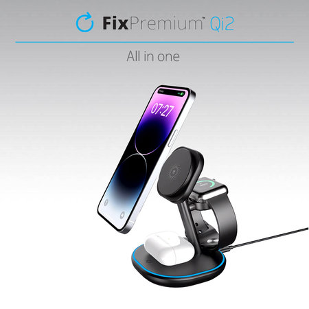 FixPremium - MagSafe Stojalo za polnjenje z Qi2, črna