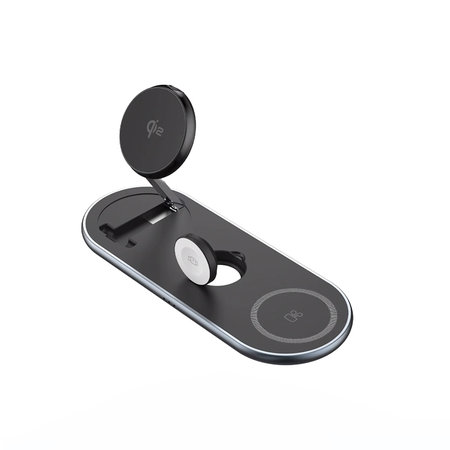 FixPremium - Stojalo za polnjenje z Qi2 za iPhone, Apple Watch i AirPods, črna