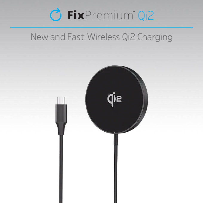 FixPremium - MagSafe Polnilec z Qi2, črna