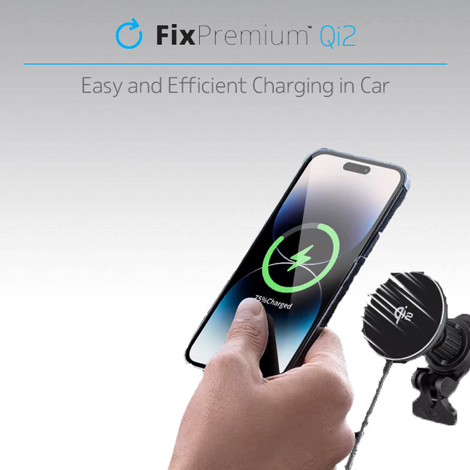 FixPremium - MagSafe Avto polnilec z Qi2, črna