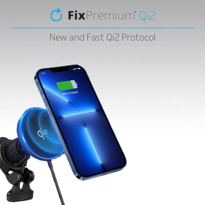 FixPremium - MagSafe Avto polnilec z Qi2, črna