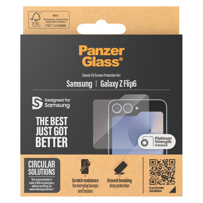 Kaljeno steklo Classic Fit za Samsung Galaxy Z Flip6, Prozorna, PanzerGlass