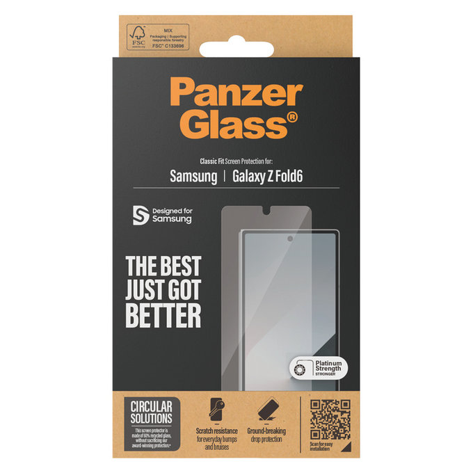 Kaljeno steklo Classic Fit za Samsung Galaxy Z Fold6, Prozorna, PanzerGlass