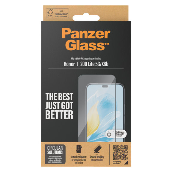Kaljeno steklo UWF za Honor 200 Lite, Črna, PanzerGlass
