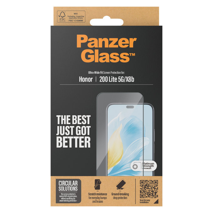 Kaljeno steklo UWF za Honor 200 Lite, Črna, PanzerGlass