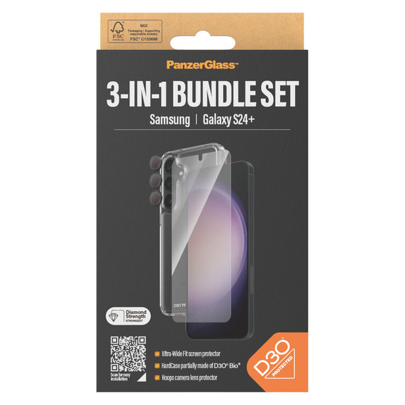 Bundle Hoops + Kaljeno steklo UWF + Hard Case D3O za Samsung Galaxy S24+, PanzerGlass