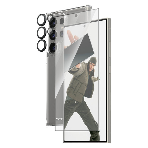 Bundle Hoops + Kaljeno steklo UWF + Hard Case D3O za Samsung Galaxy S24 Ultra, PanzerGlass