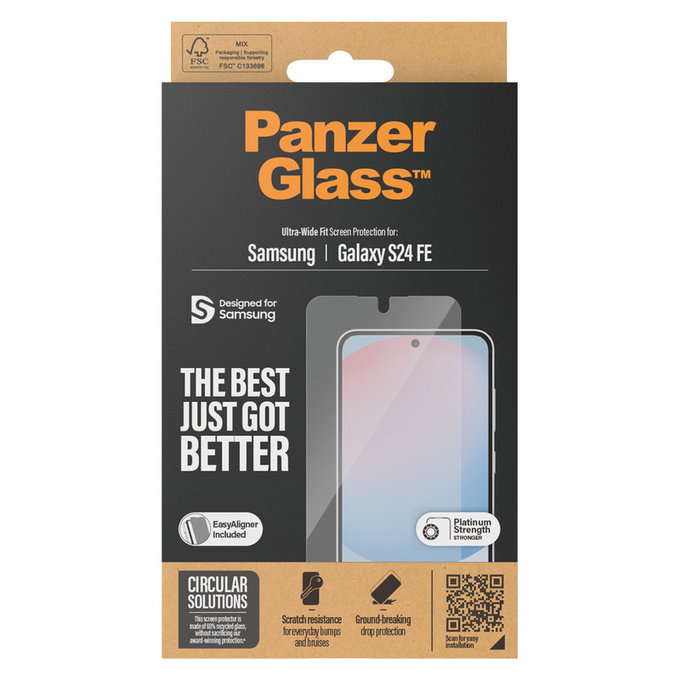 Kaljeno steklo UWF z aplikatorjem za Samsung Galaxy S24 FE, Prozorna, PanzerGlass