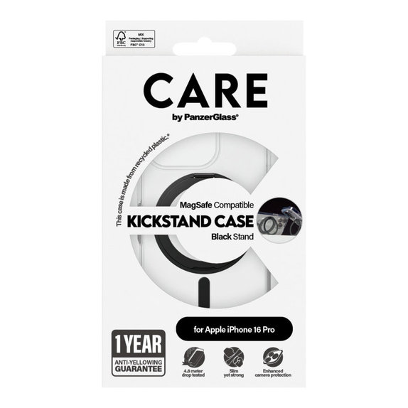 Ovitek Kickstand z MagSafe za iPhone 16 Pro, Črna, CARE