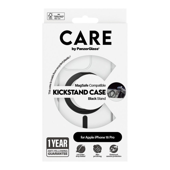Ovitek Kickstand z MagSafe za iPhone 16 Pro, Črna, CARE