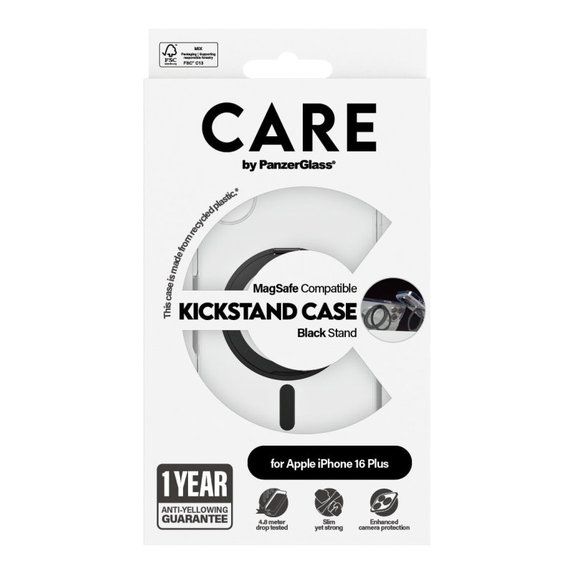 Ovitek Kickstand z MagSafe za iPhone 16 Plus, Črna, CARE