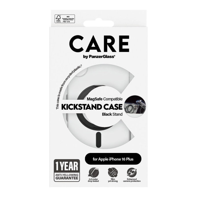 Ovitek Kickstand z MagSafe za iPhone 16 Plus, Črna, CARE