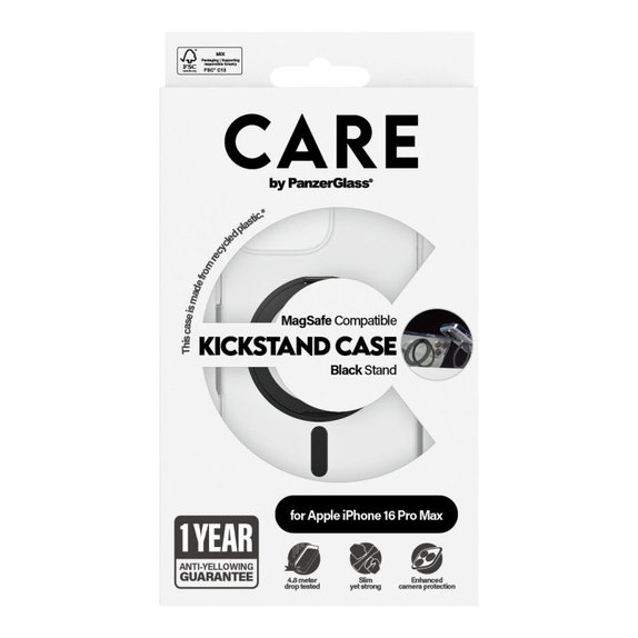 Ovitek Kickstand z MagSafe za iPhone 16 Pro Max, Črna, CARE