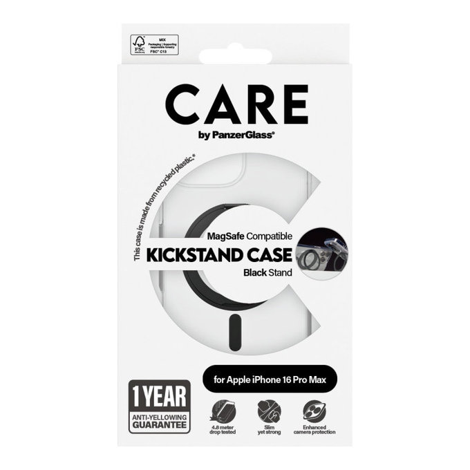 Ovitek Kickstand z MagSafe za iPhone 16 Pro Max, Črna, CARE
