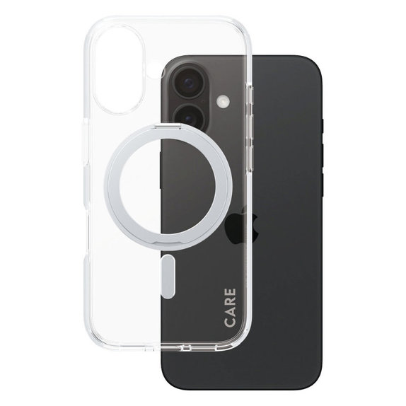 Ovitek Kickstand z MagSafe za iPhone 16, Srebrna, CARE