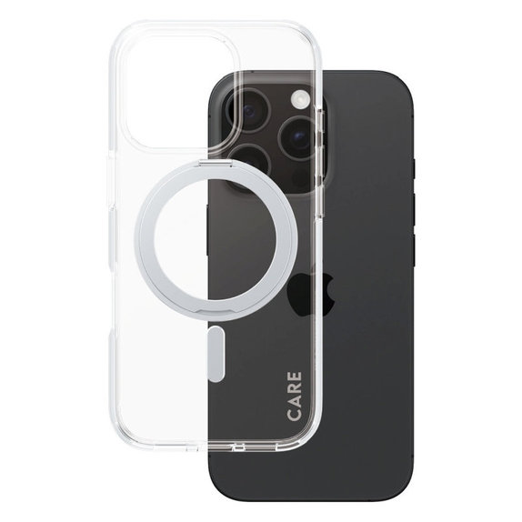 Ovitek Kickstand z MagSafe za iPhone 16 Pro, Srebrna, CARE