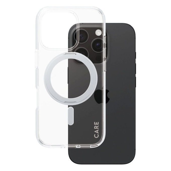 Ovitek Kickstand z MagSafe za iPhone 16 Pro, Srebrna, CARE