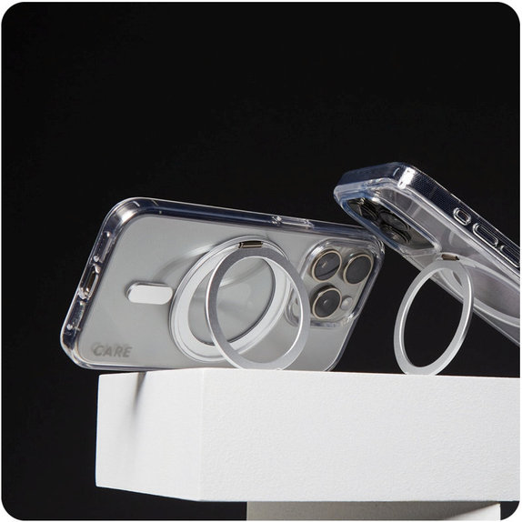 Ovitek Kickstand z MagSafe za iPhone 16 Pro, Srebrna, CARE