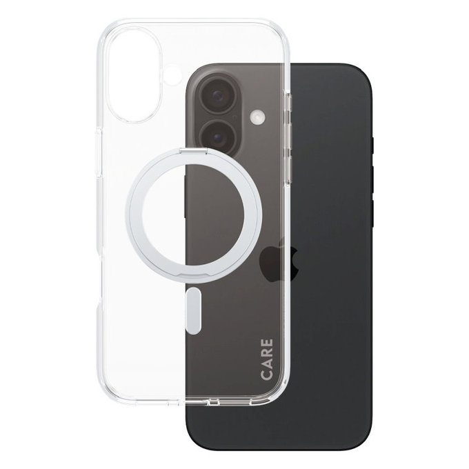 Ovitek Kickstand z MagSafe za iPhone 16 Plus, Srebrna, CARE