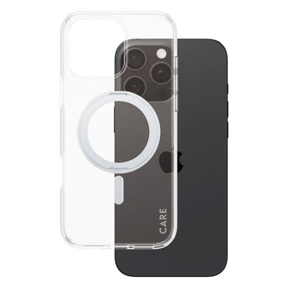 Ovitek Kickstand z MagSafe za iPhone 16 Pro Max, Srebrna, CARE
