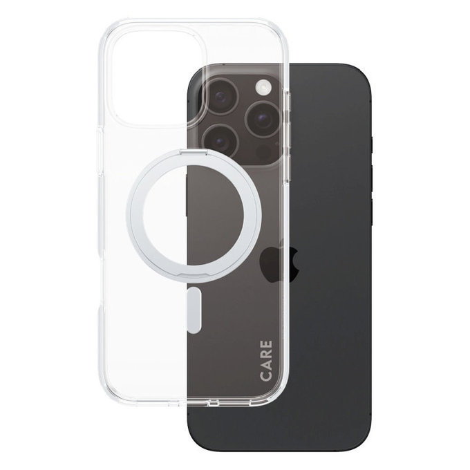 Ovitek Kickstand z MagSafe za iPhone 16 Pro Max, Srebrna, CARE