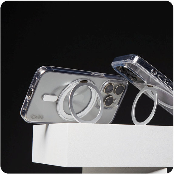 Ovitek Kickstand z MagSafe za iPhone 16 Pro Max, Srebrna, CARE