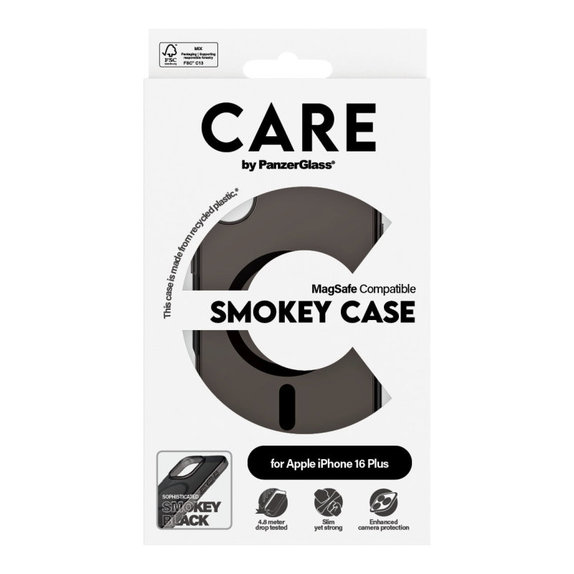Ovitek Smokey z MagSafe za iPhone 16 Plus, Črna, CARE