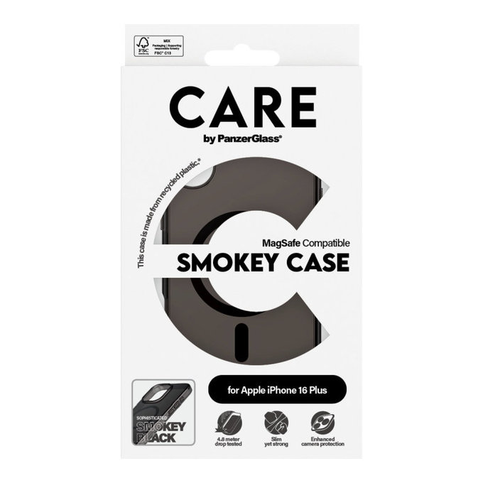 Ovitek Smokey z MagSafe za iPhone 16 Plus, Črna, CARE